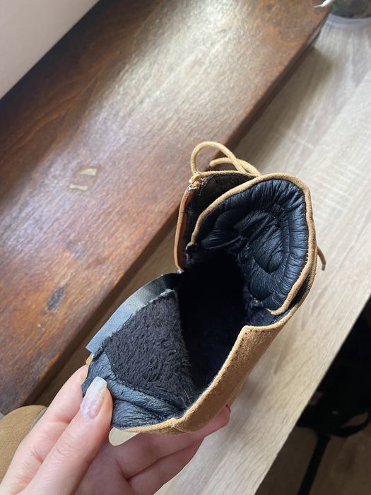 Кафеви кожени боти на ток