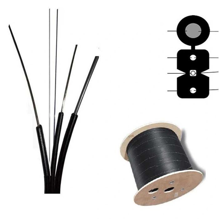 Кабель оптический дроп 2 волоконный (стальная проволока)/ оптик кабел