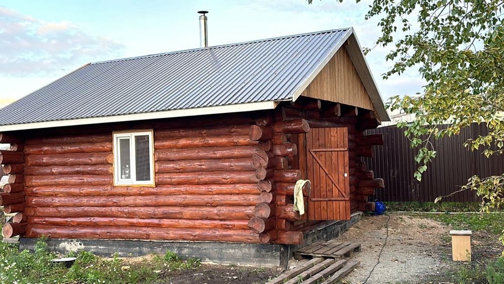 Сруб баня качели