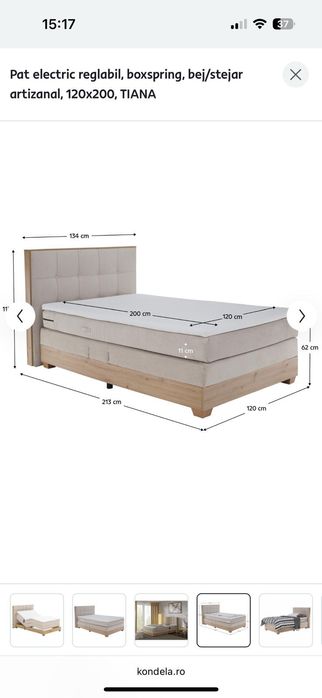 Vând pat pliabil electric 120/200 cm
