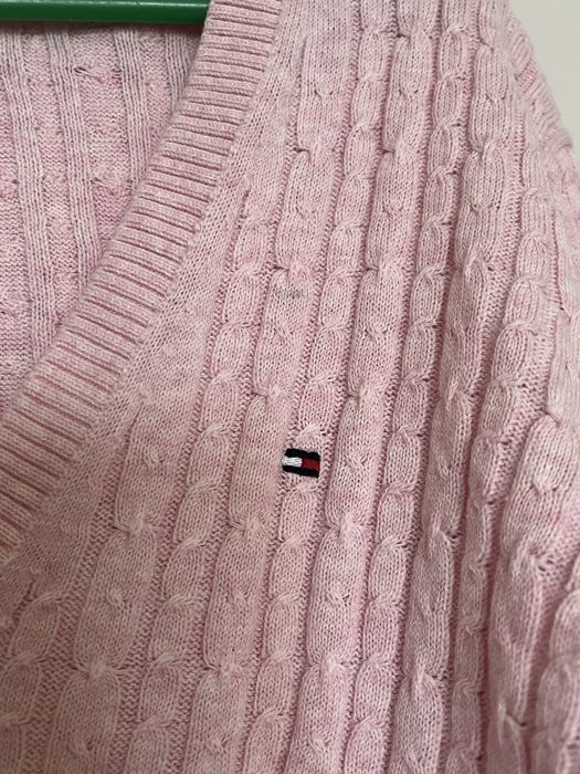 Pulover V neck pentru femei XS roz deschis slim fit  Tommy Hilfiger