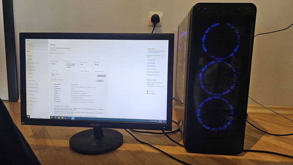 Геймърски Компютър + Монитор (Rx 580 8GB, 16GB DDR4 2133Mhz, i7-5830K)