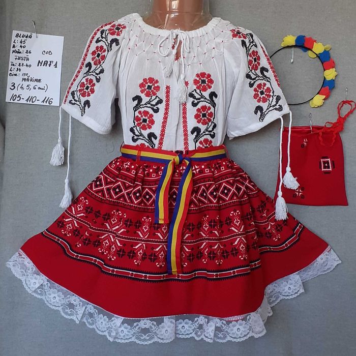 Costum popular pentru copii marimile 3 si 4 (4-5-6-7 ani) 265 lei