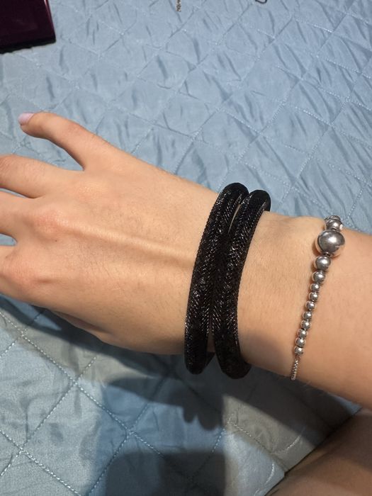 Двойна черна гривна на Svarovski