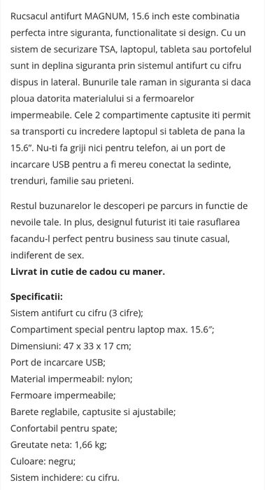 Rucsac antifurt Magnum Bruno