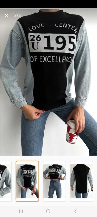 Hanorac de dama din bumbac cu material de blugi