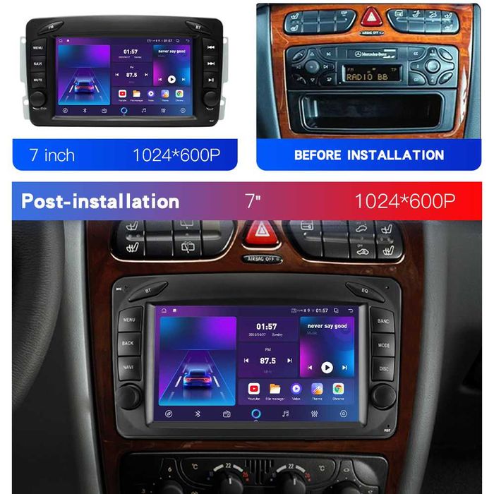 7-инчова мултимедия Mercedes CCLK W168 W209 (2000–2008)Android Carplay