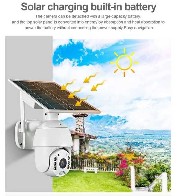 Camera Video Solara Rotativa, 1080p de exterior, Full HD, Acumulator