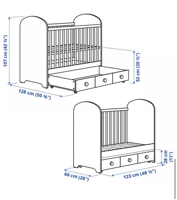 Patut Ikea pentru bebe cu saltea si sertar
