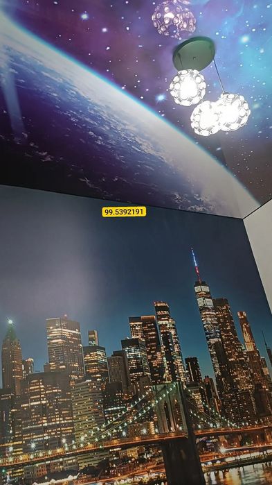 Установка натяжных потолков и фото обои (с 80 000 сум до 130 000 сум )