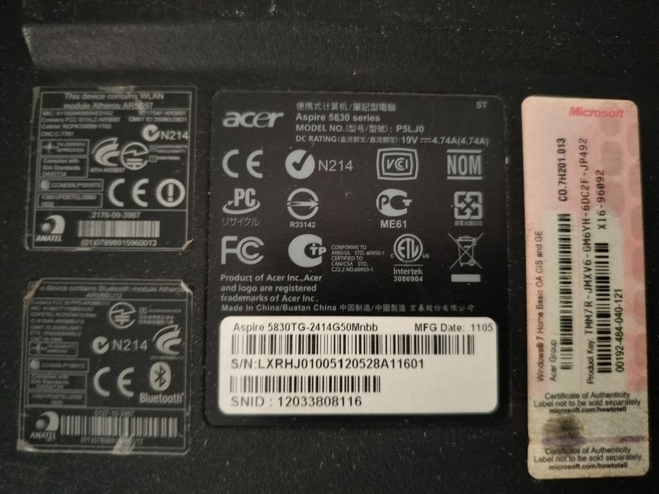 Продаётся ноутбук Asus aspire 5830