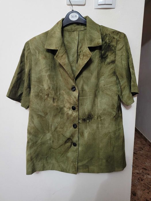 Sacou cu maneca scurta, din fibre naturale 100%, verde, marime XL