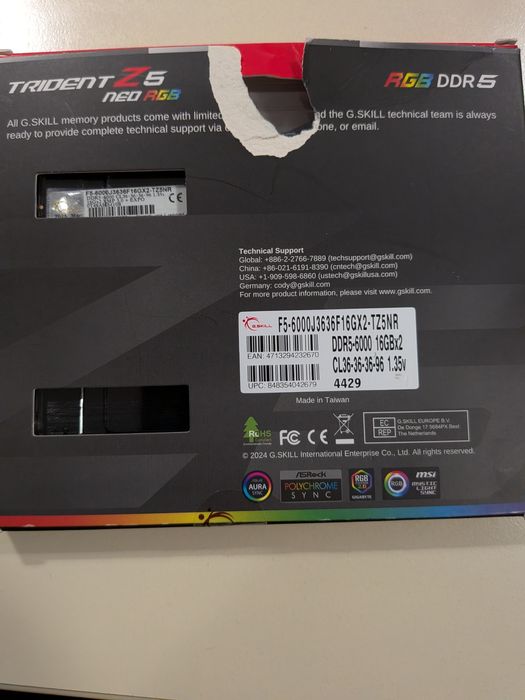 Kit Ram Ddr5 32Gb G Skill 6000mhz cl36