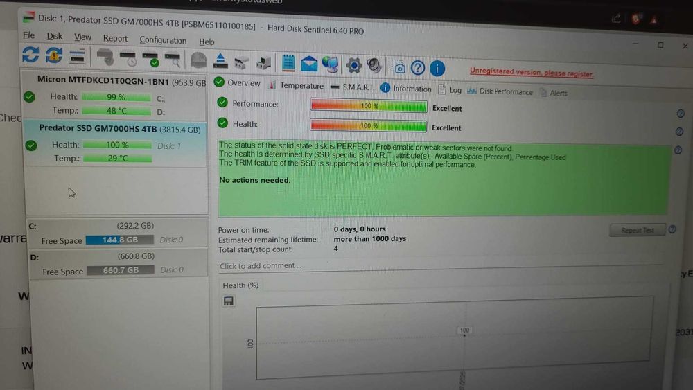 SSD Predator GM7000HS de 4TB NVMe PCIe Gen4 , 7400 MB/s , noi, originale