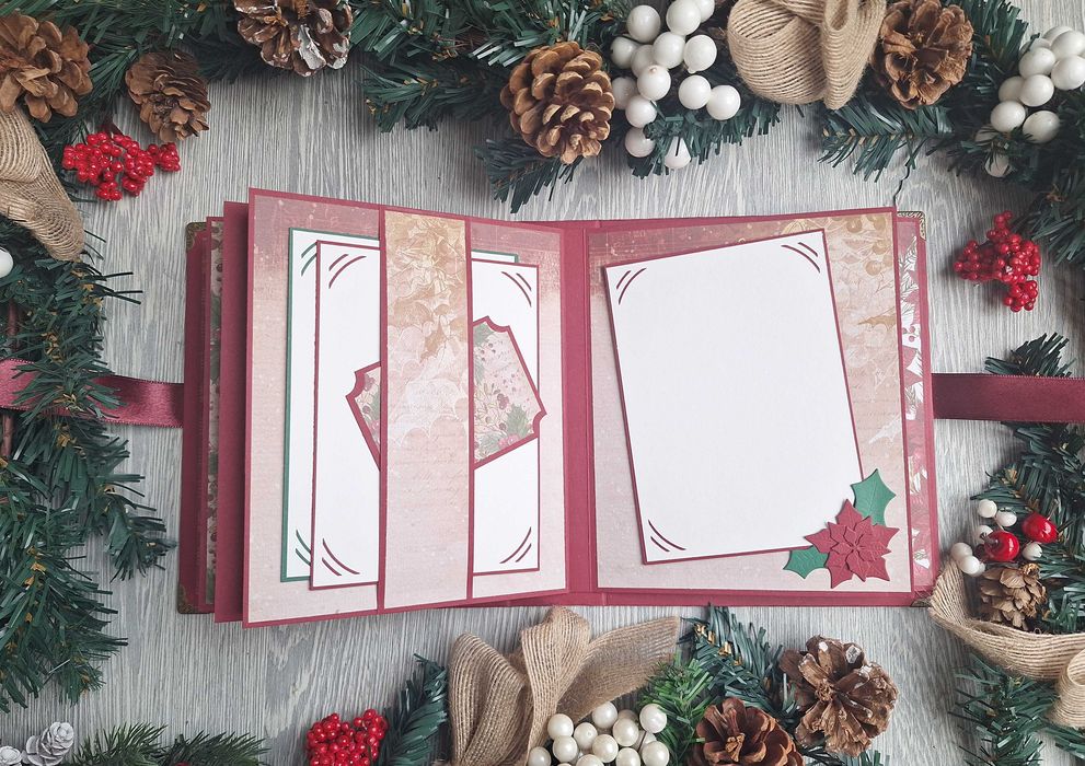 Коледен скрапбук албум "Коледна звезда" в бордо /48.14