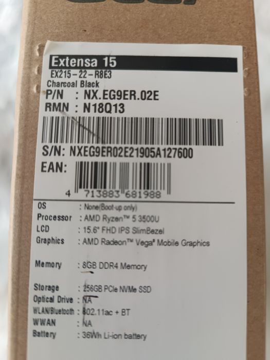 Ноутбук Acer Extensa 15 - SSD 256GB / RAM 8GB
