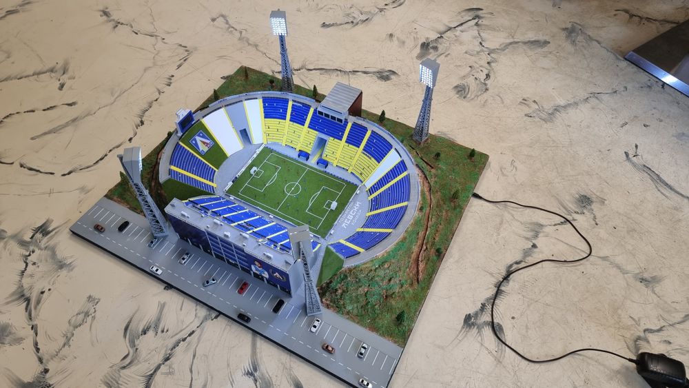 Ръчно изработен макет на стадиона Георги Аспарухов (Герена)