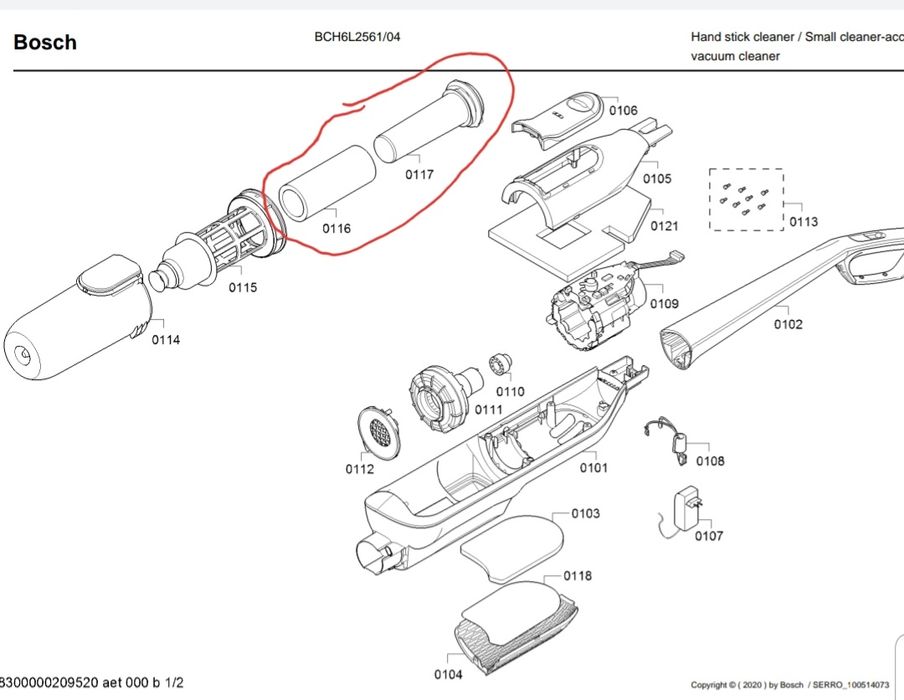Filtru aspirator Bosch BCH6L2561 + filtru burete