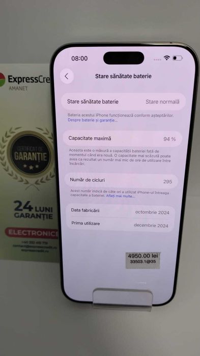 (AG 35) Telefon Iphone 16 Pro Max B.33503 / Garantie 2 ani/ 4850 lei