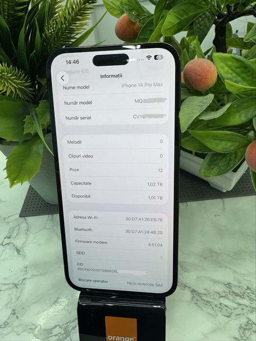Telefon mobil Apple iPhone 14 Pro Max, 1TB, 5G, Space Black