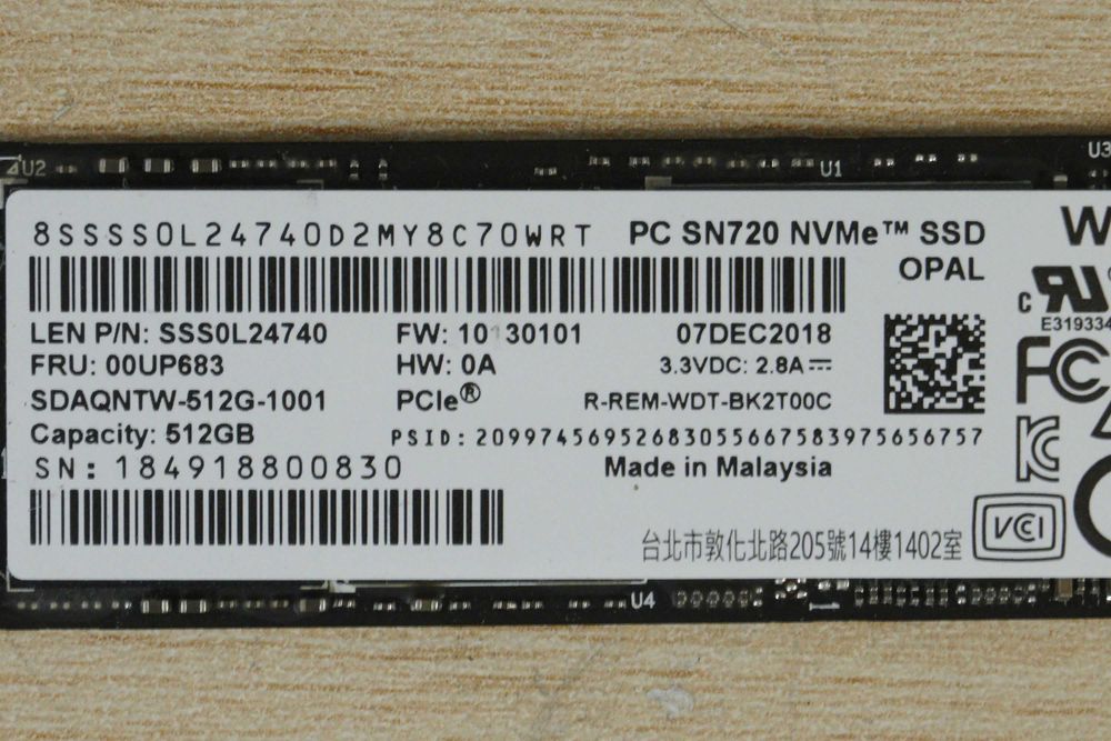 512GB Nvme SSD m.2 WD SN720 OEM - gen3 3400/2400mbs 500GB/ вкл. ДДС