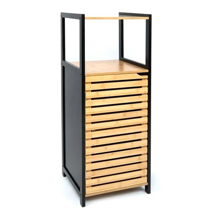 Бамбуков шкаф за баня с етажерка