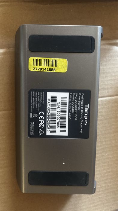 Targus Universal USB-C Dual Video 4K Docking Station with Power Delivery, model DOCK180EUZ-52.