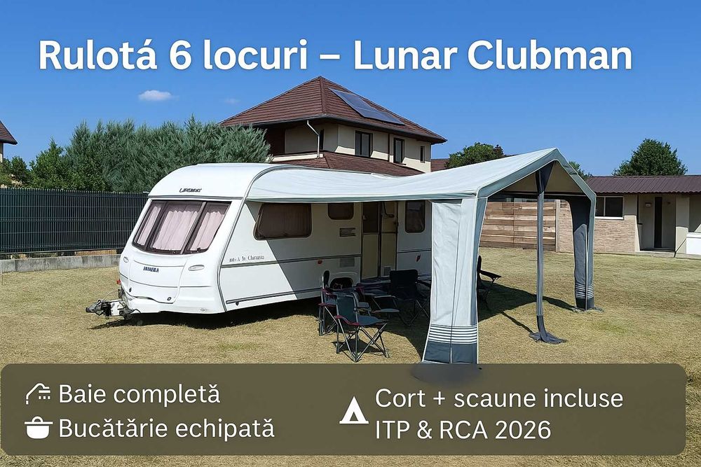 Rulota Lunar Clubman 6 locuri inmatriculata, cort inclus, baie, bucatarie, incalzire