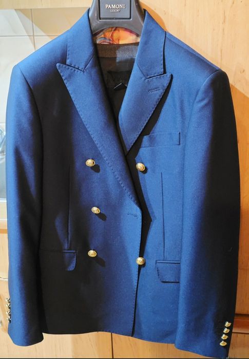 Sacou narbatesc double breadted navy Pamoni mar 46