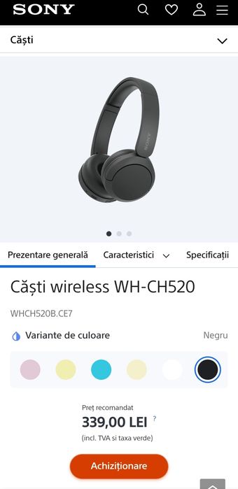 Căști wireless Sony WH-CH520 SIGILATE!