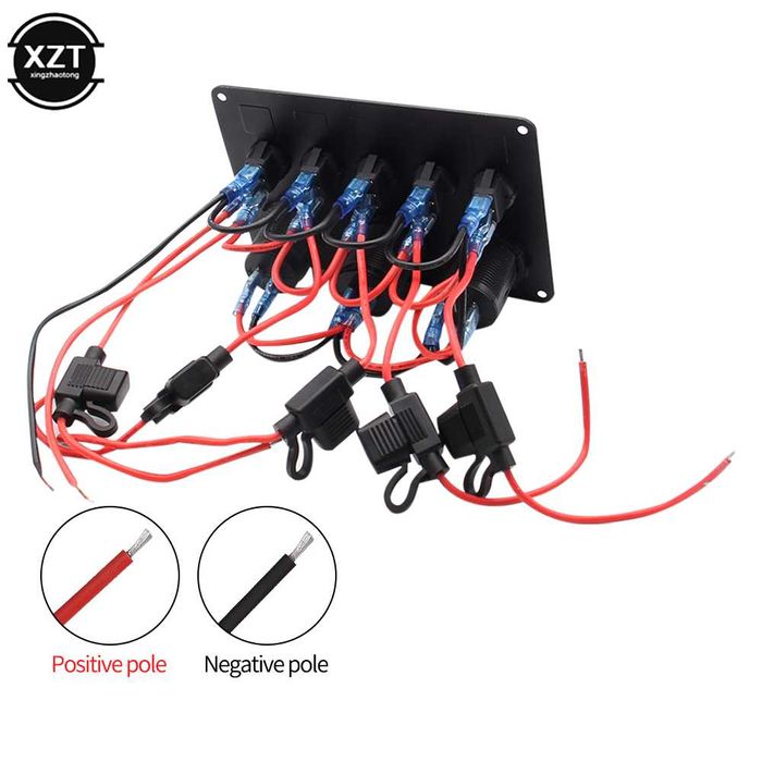 12V/24v панел за вграждане USB зарядно запалка волтметър  Бушони копче