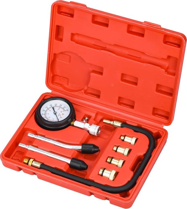 HATANSE тестер за компресия 0–20 bar с 4 адаптера (червен)