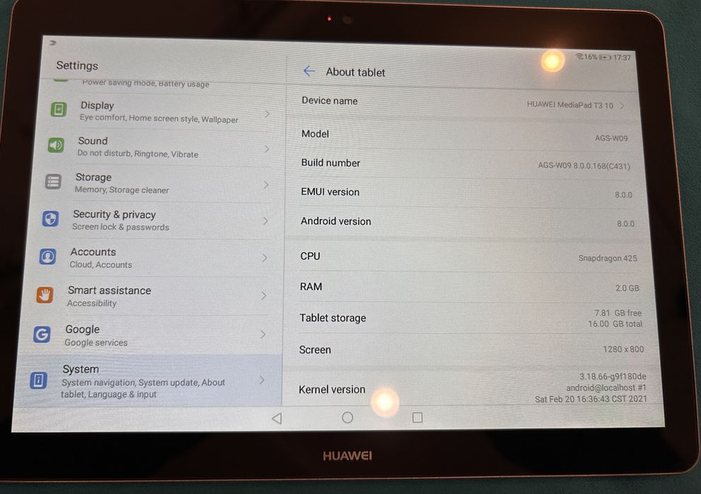 Huawei MediaPad T3 10 | 2 GB RAM | 16 GB | Wi-Fi | Funcționează impecabil