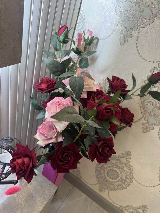 Роза искуственная с ваззой