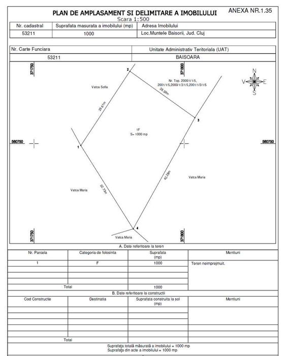 Teren 1000mp, Muntele Băișorii. Vedere superbă, gata de construit.