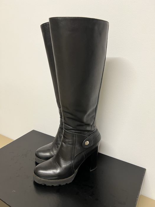 Cizme lungi, din piele, negre, Enzo Bertini