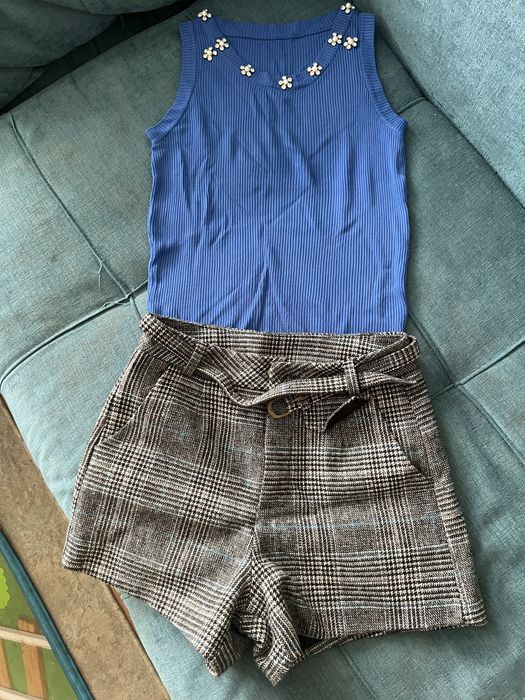 Двойка, джинсы клеш, шорты,топ