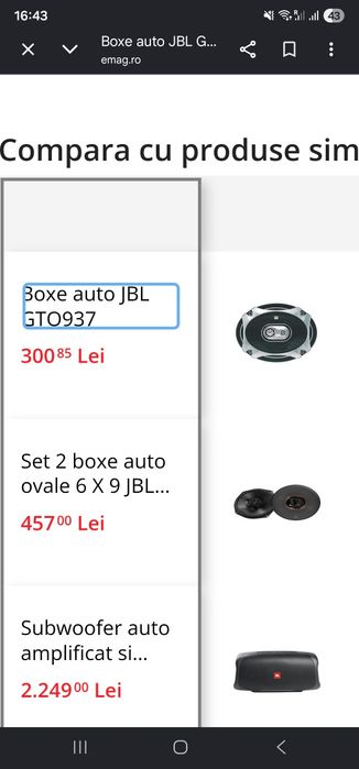Boxe auto JBL GT 0937