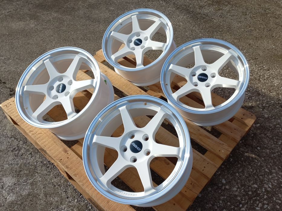 17" 5х114.3 Rays T37 Diamond Lip White Volk Racing 7.5j et 35 Чисто Нови