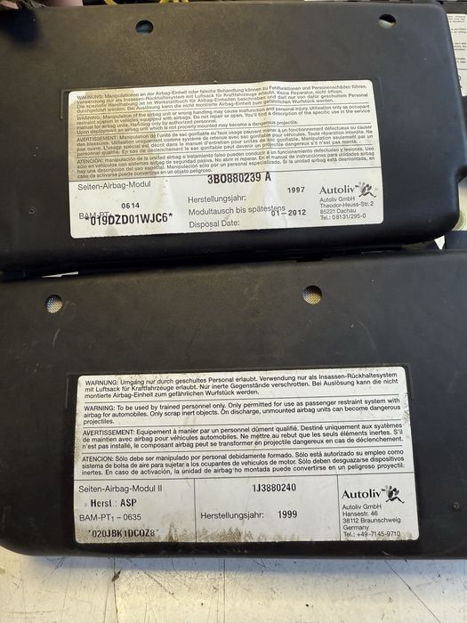 Airbag за седалка volkswagen bmw audi hyundai