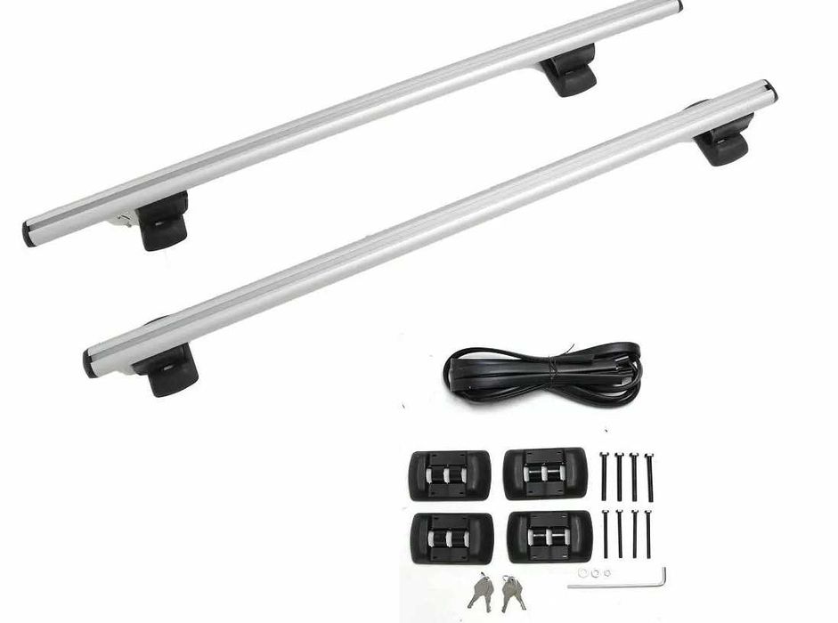 Напречни греди за багажник за фабрични резби на покрива, 120см, с ключ
