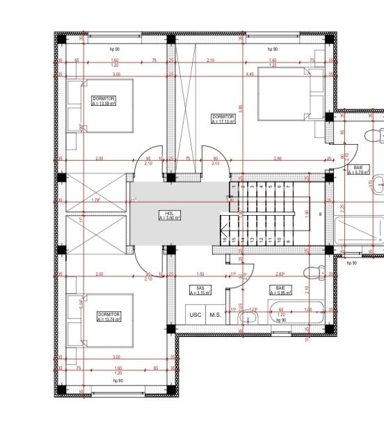 Vand duplex despartit prin camera tehnica