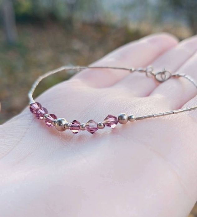 Veche bratara din argint de 925, cu bilute de argint, copii