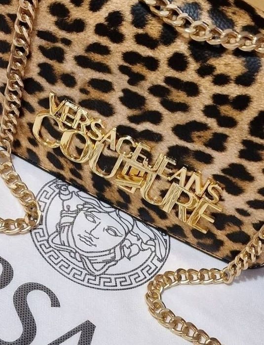 Geanta Versace model animal print,Italia, saculet, etichetă