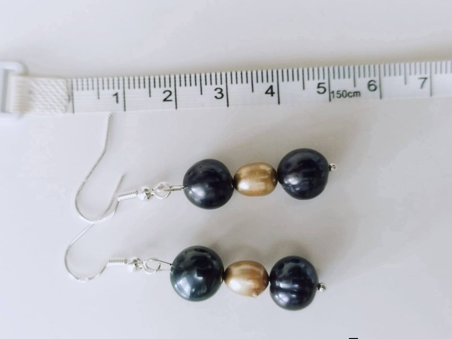 Vechi cercei argint de 925 cu perle de cultura de culoare neagra si maro