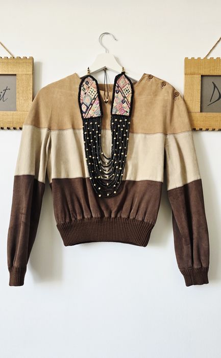 Bluză PIELE Vintage Roger Gallet Paris - XS/S