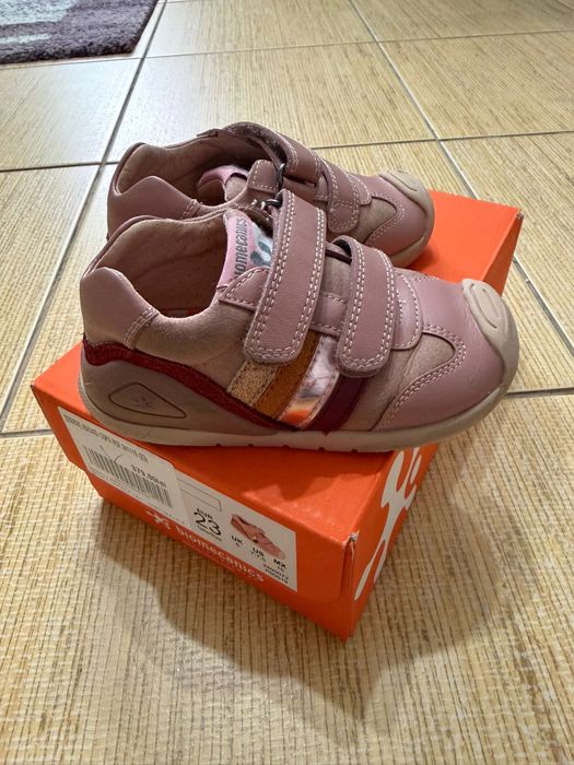 Pantofi copii fete din piele Biomecanics, model inalt, Roz