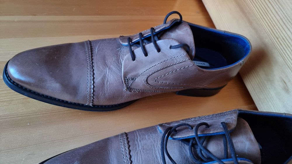 pantofi PIELE maro Derby Brogue nr 43