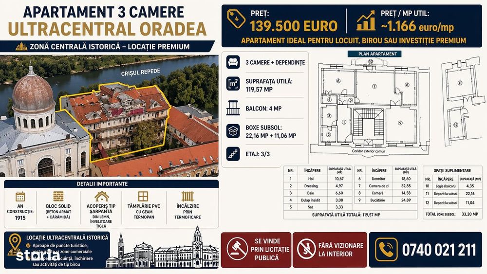 Zona Centrala - Apartament 3 camere 120 mp - ET.3|3, Oradea