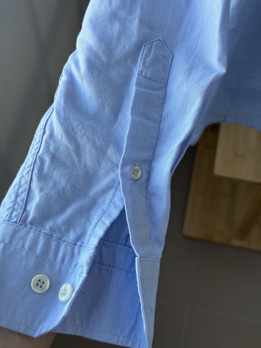 Елегантна мъжка риза - синя и розова